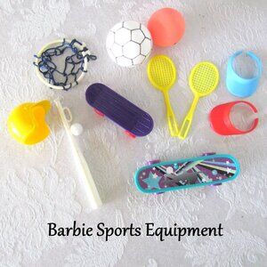 BARBIE KEN SPORTS EQUIPMENT: BASEBALL, SOCCER, SKATEBOARDS, TENNIS